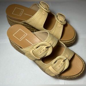 NWOT🌸Dolce Vita Raffia Woven Buckle Platform Sandals